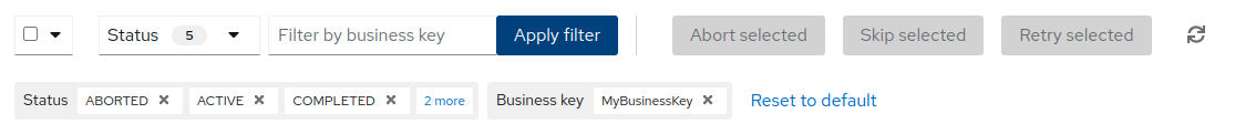 kogito swf tools filters in workflow instances